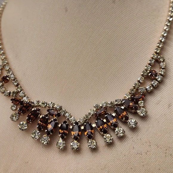 Vintage 60s Sherman Style Sparkly Crystals Chocker necklace - Picture 10 of 10
